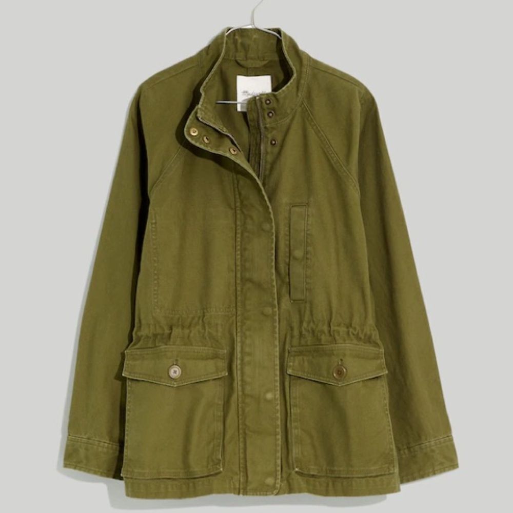 Madewell army green cinch waist zip up Utility Jacket size xs - Picture 5 of 9